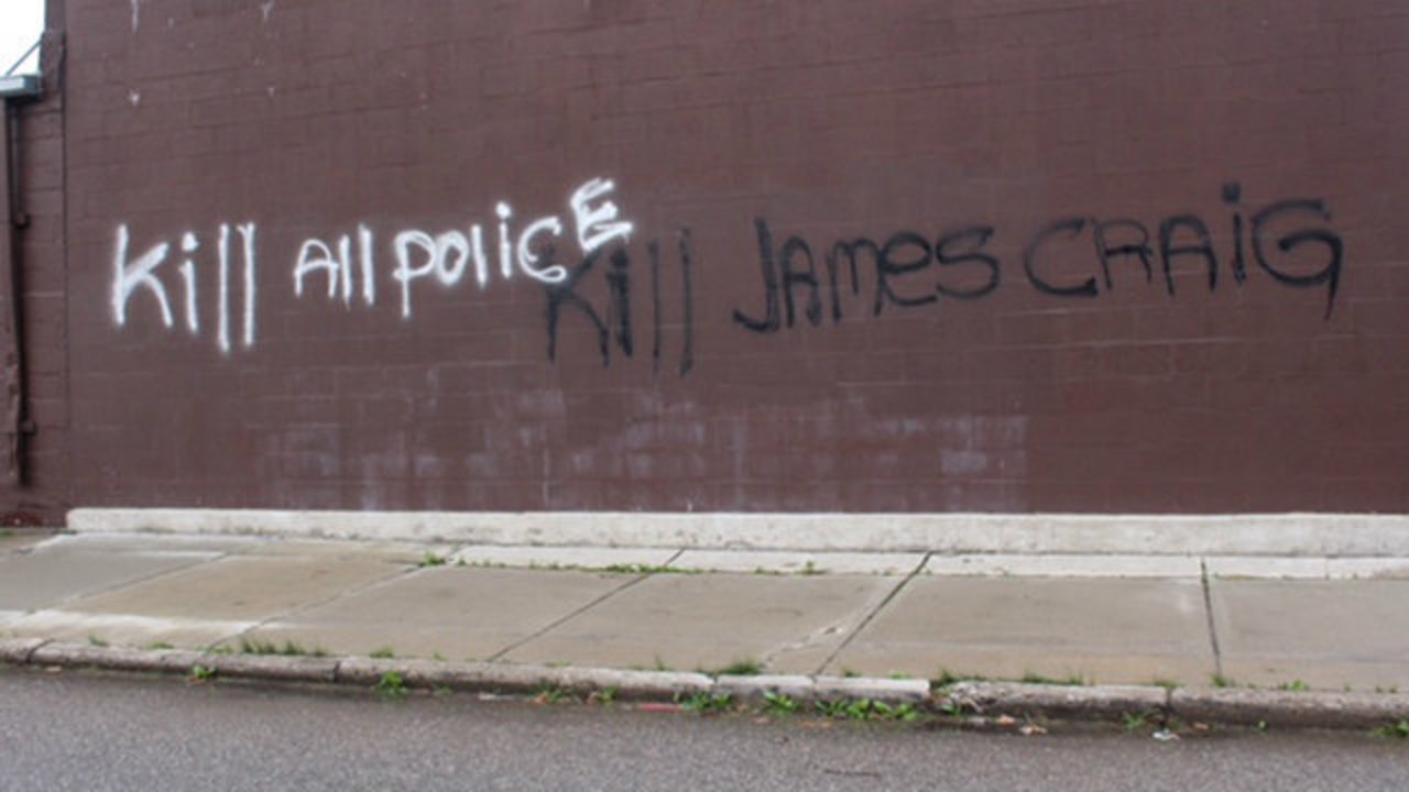 'Kill all police, kill James Craig' written on Detroit building - WDIV Detroit