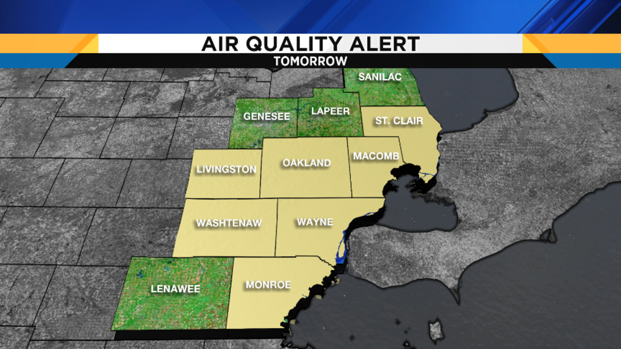 Weather forecast SE Michigan under Air Quality Alert on Tuesday