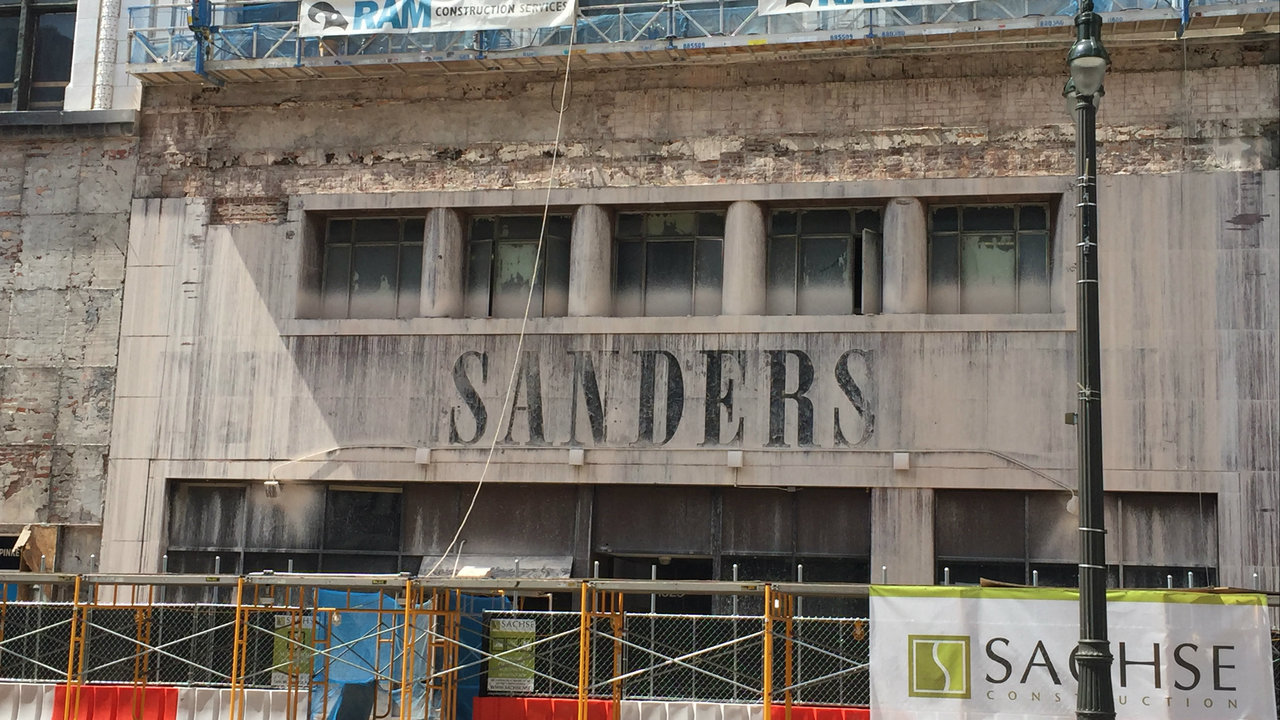 Fort Wayne Mall >> Crews uncover historic Sanders candy sign on Downtown ... Fort Wayne Mall >> Crews uncover historic Sanders candy sign on Downtown ...