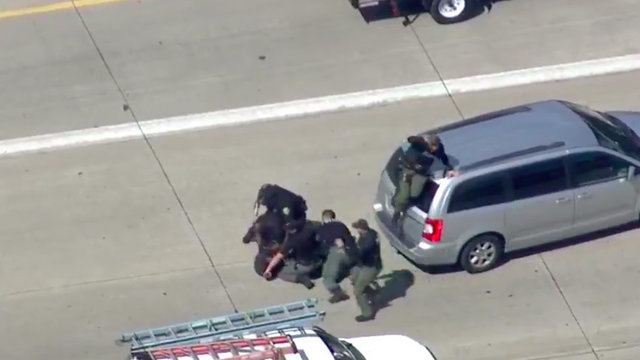 Chase suspect tackled in traffic