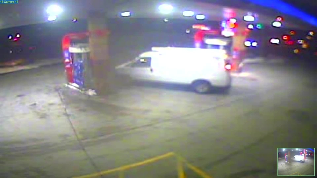 video: van catches fire at gas station in st. clair shores